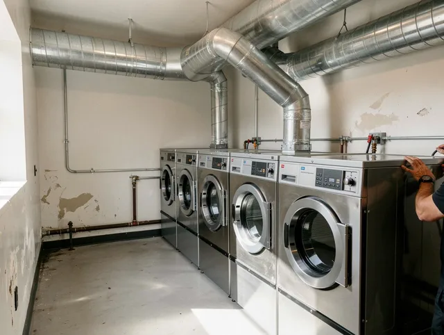 Waterford Dryer Vent Cleaning team performing large-scale commercial dryer vent cleaning in Waterford