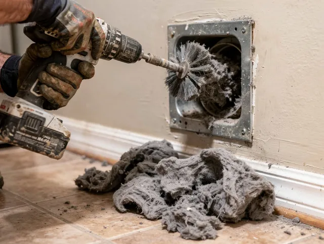 Certified Waterford Dryer Vent Cleaning technician performing dryer vent cleaning in Waterford
