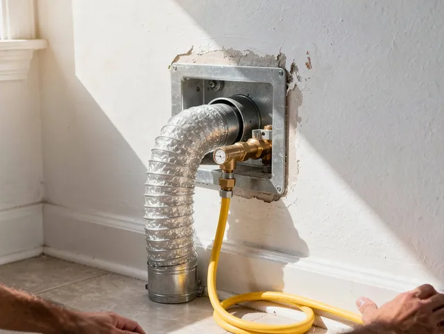 Waterford Dryer Vent Cleaning certified technician performing specialized gas dryer vent cleaning in Waterford